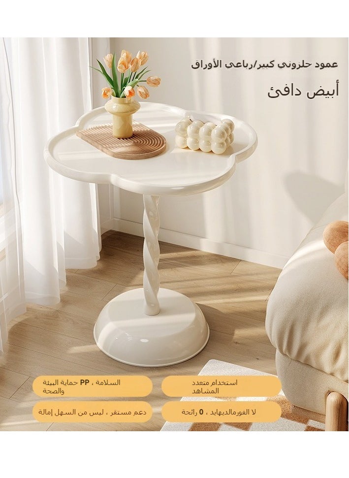XiuWoo - Small Drink Table for Small Spaces Round End Table, Decorative Pedestal Table, Small Round Martini Table, Side Table Living Room for Sofa Couch Chair Patio 50*30.5*55cm White - Image 1