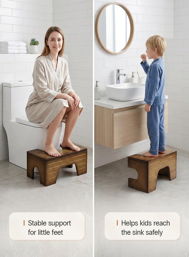 StrongTek Foldable Toilet Stool, 2-Level Bamboo Squatting Stool for Improved Posture, Adjustable 7 & 9 Inch Height Bathroom Poop Stool, Non-Slip Design for Adults and Kids, 300lb Load - Dark Walnut - Image 5