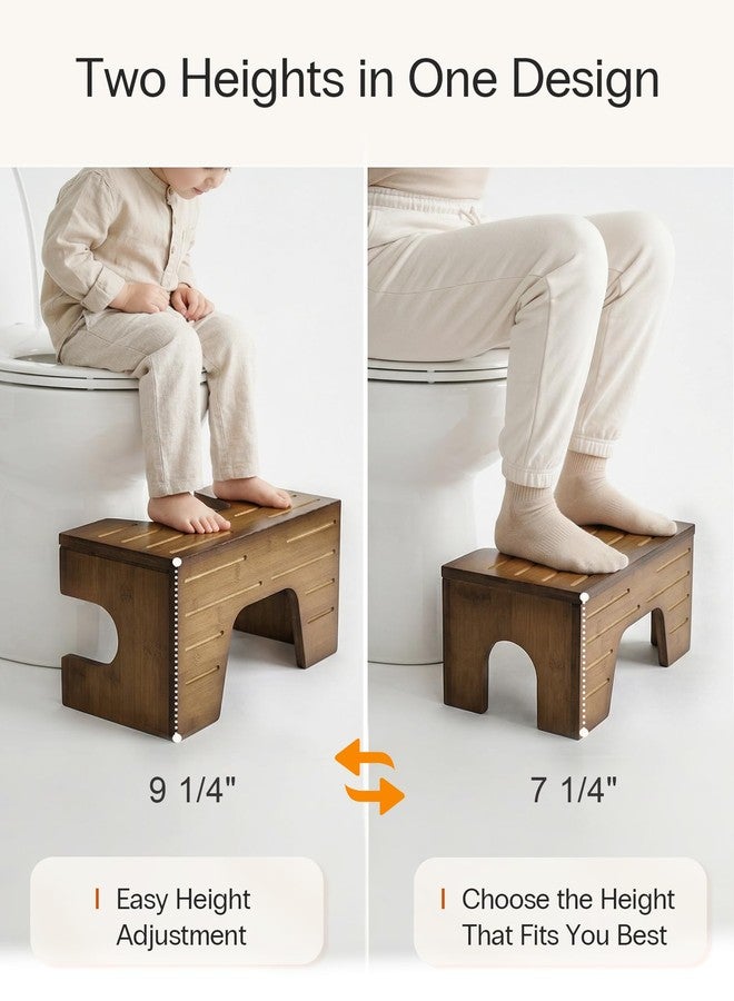 StrongTek Foldable Toilet Stool, 2-Level Bamboo Squatting Stool for Improved Posture, Adjustable 7 & 9 Inch Height Bathroom Poop Stool, Non-Slip Design for Adults and Kids, 300lb Load - Dark Walnut - Image 3