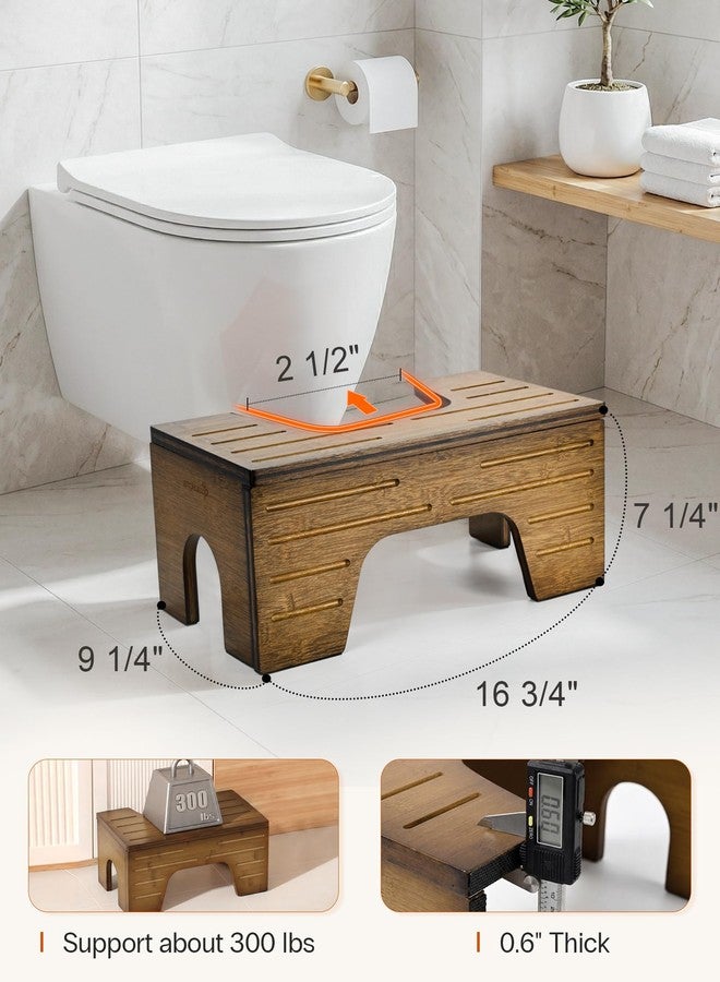 StrongTek Foldable Toilet Stool, 2-Level Bamboo Squatting Stool for Improved Posture, Adjustable 7 & 9 Inch Height Bathroom Poop Stool, Non-Slip Design for Adults and Kids, 300lb Load - Dark Walnut - Image 4