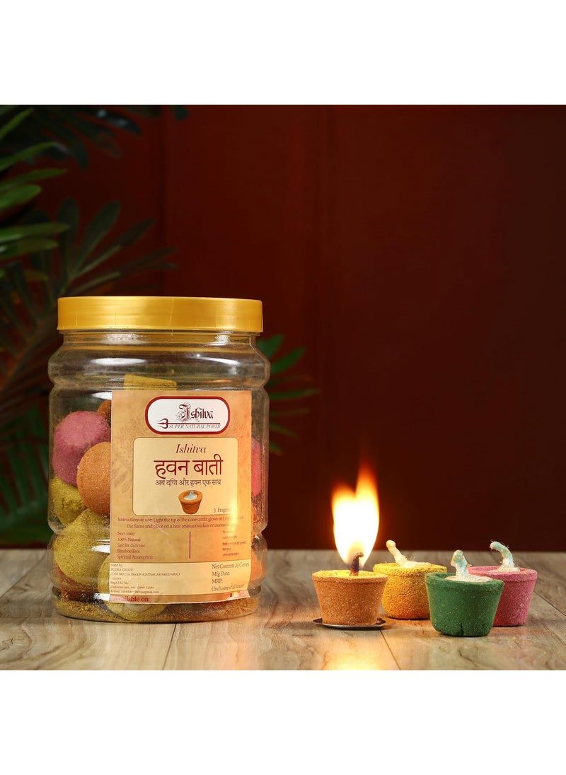 Ishitva Ishitva 4 Fragrance Hawan Bati Cup with Cow Ghee Diya for Daily Puja Traditional Devotional Pack of 25 Cups  - Image 1