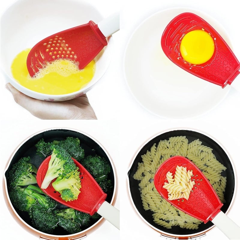 Ouboda 6 in 1 Multifunctional cooking gadgets, 356°F Heat Resistant kitchen gadgets, Egg Separator, Cooking, Draining, Mashing, Grating, Cooking spoon red - Image 3
