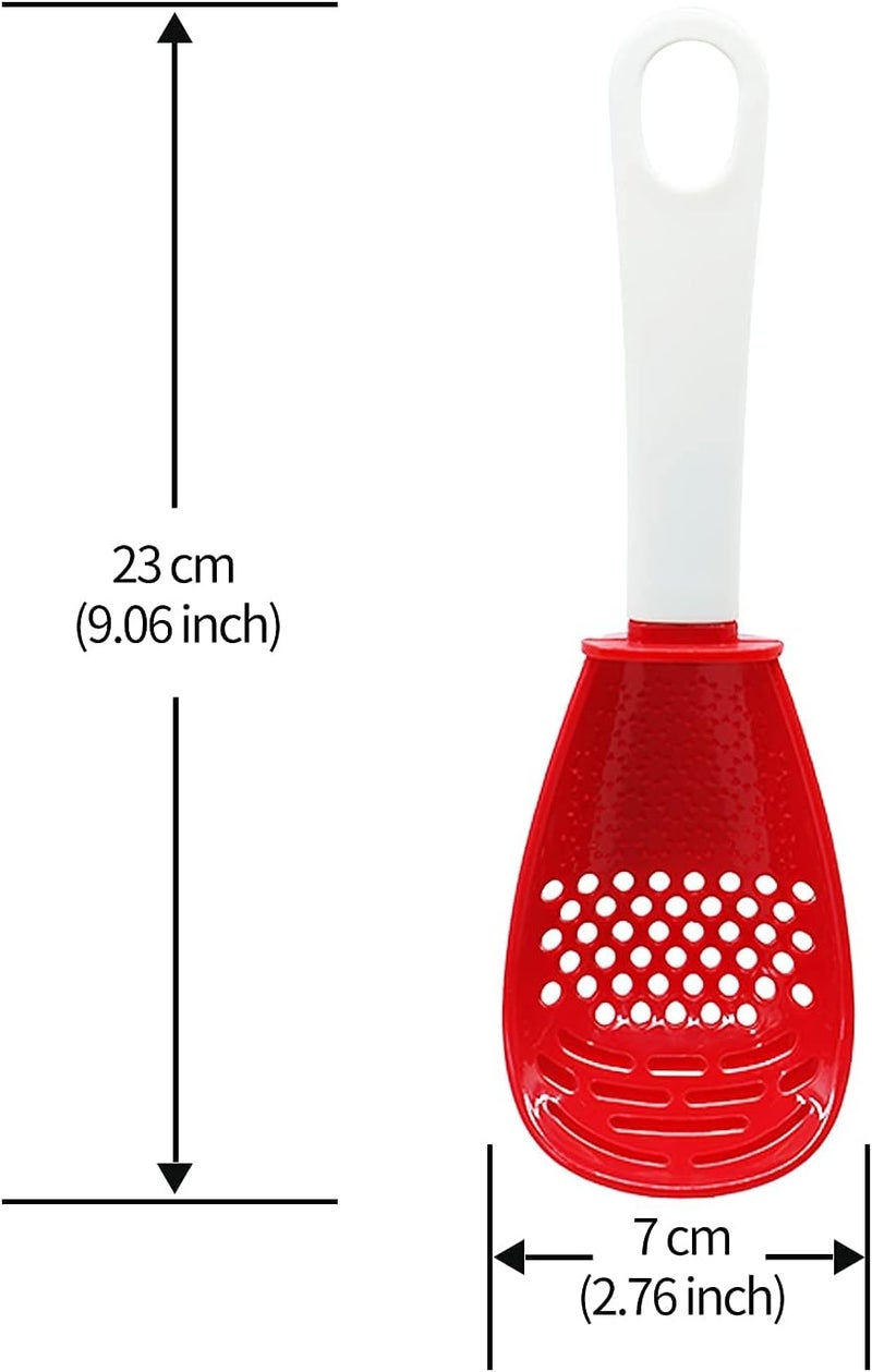 Ouboda 6 in 1 Multifunctional cooking gadgets, 356°F Heat Resistant kitchen gadgets, Egg Separator, Cooking, Draining, Mashing, Grating, Cooking spoon red - Image 2