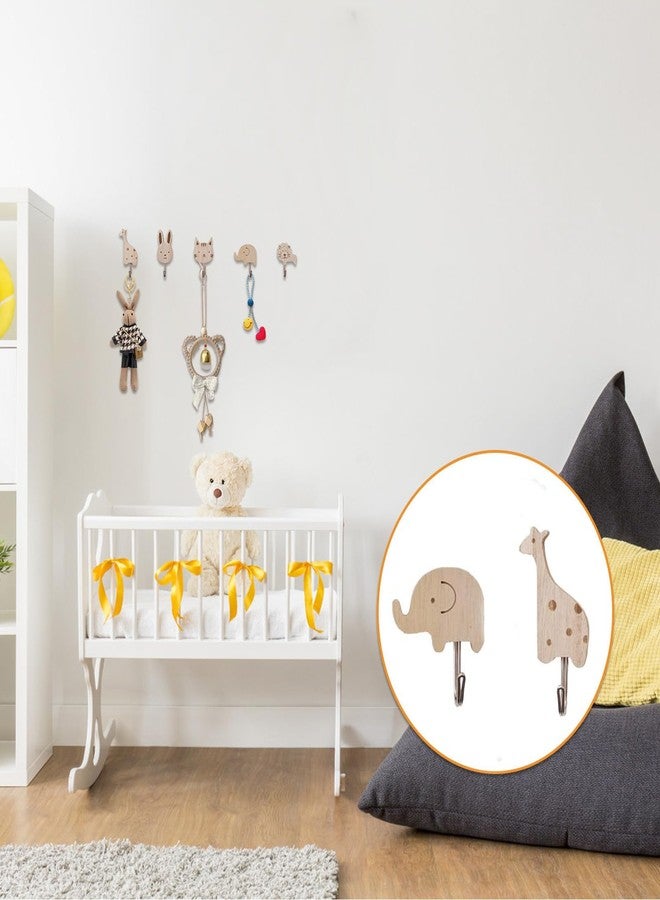 squishy 2Pcs Cartoon Wooden Wall Hooks,Wall Hook for Hanging, Cute Animal Design Adhesive Wall Hook,Decorative Hooks for Entryway, Room(Random Pattern) - Image 3