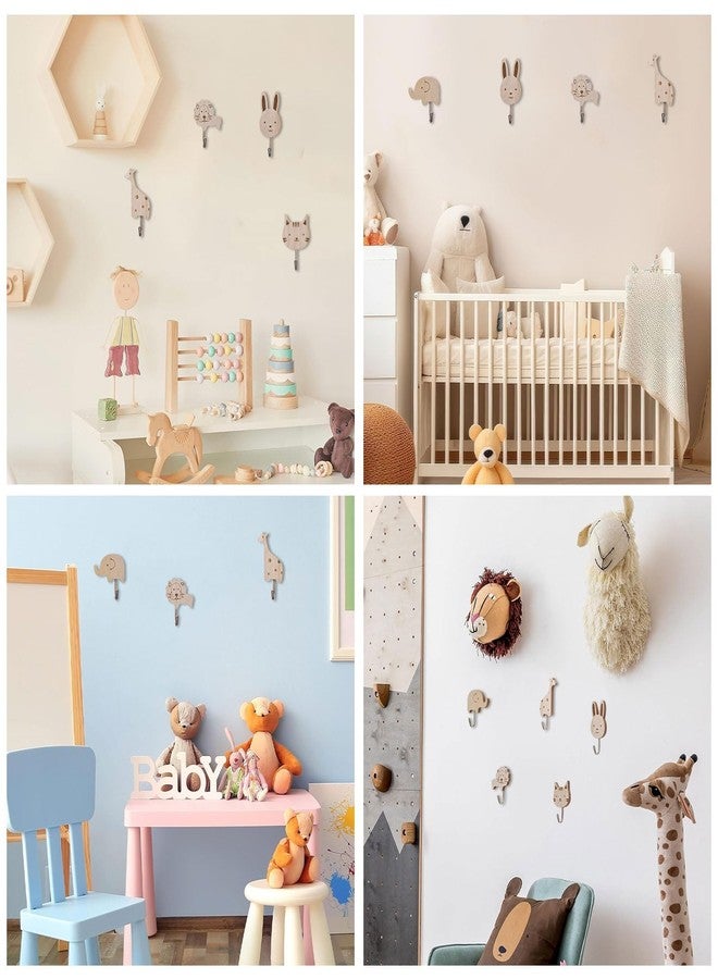 squishy 2Pcs Cartoon Wooden Wall Hooks,Wall Hook for Hanging, Cute Animal Design Adhesive Wall Hook,Decorative Hooks for Entryway, Room(Random Pattern) - Image 5