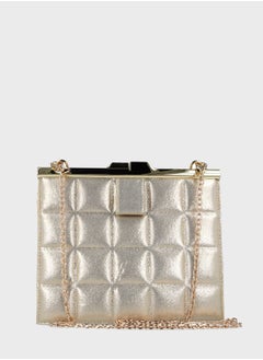 Textured Magnet Lock Crossbody Bag