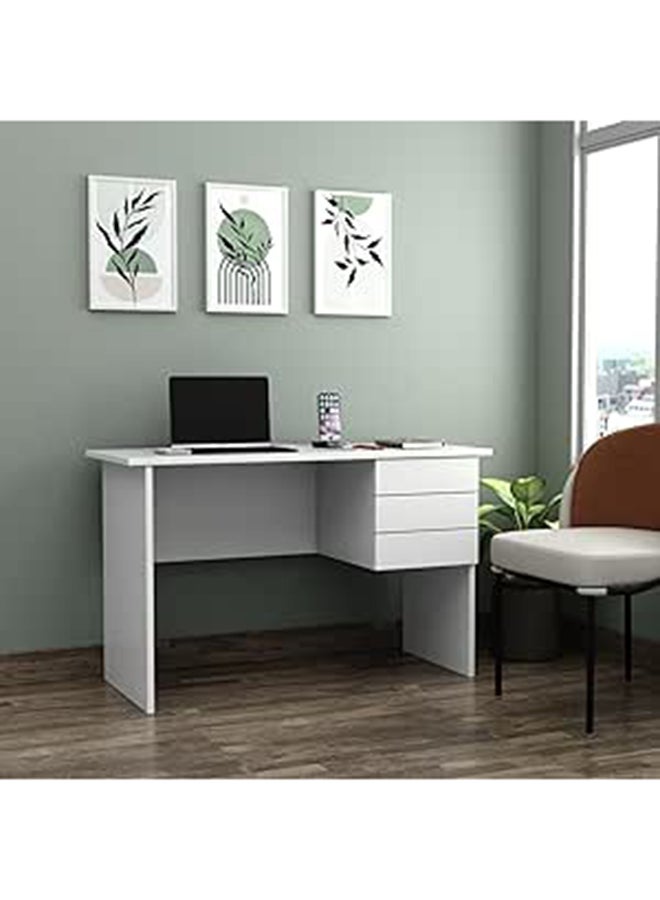 RIGID مكتب خشبى مع 3 أدراج لون أبيض 75x120x60 سم - Image 1