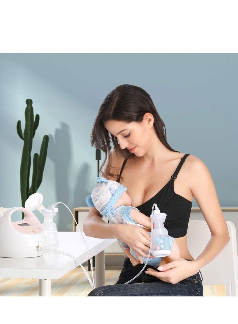 شو وو Nursing Bra, Women's Hands-Free Pumping Wireless, Adjustable Breastfeeding Bra Cotton Sleep Maternity Designs Pump Insert for Holding Breast Pumps, Not including bottle, M - Image 2