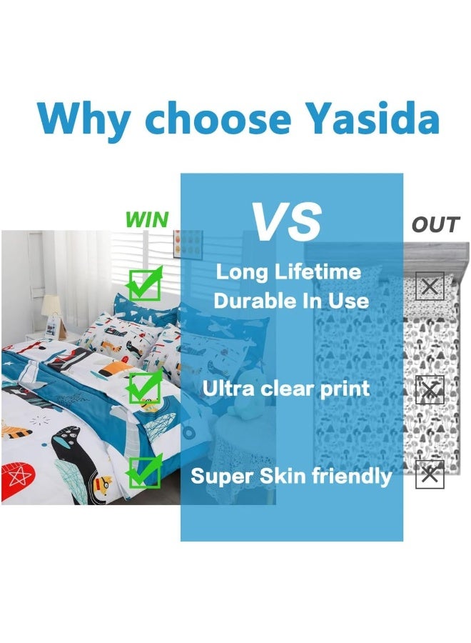 Yasida 7 Piece Airplane Comforter Set for Boys and Girls, Comforters Queen Size Bed in a Bag, Microfiber Kids Bedding for All Season - Image 4