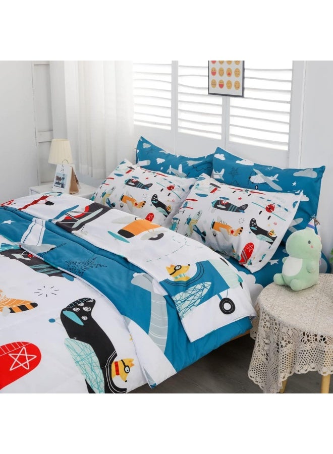 Yasida 7 Piece Airplane Comforter Set for Boys and Girls, Comforters Queen Size Bed in a Bag, Microfiber Kids Bedding for All Season - Image 2