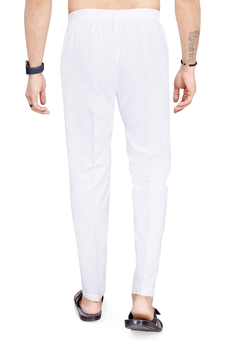 DIVISIVE Men's Cotton Stitched Slim Fit Pyjama/Pant (DPT26_XXXL_White) - Image 4