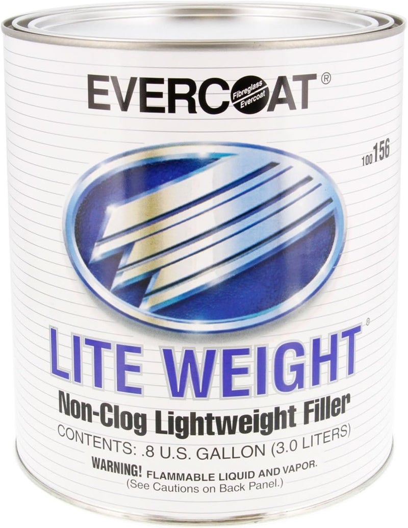 Lite Weight Body Filler - Clog-Free Body Filler for Aluminum, Fiberglass & More - 128 Fl Oz