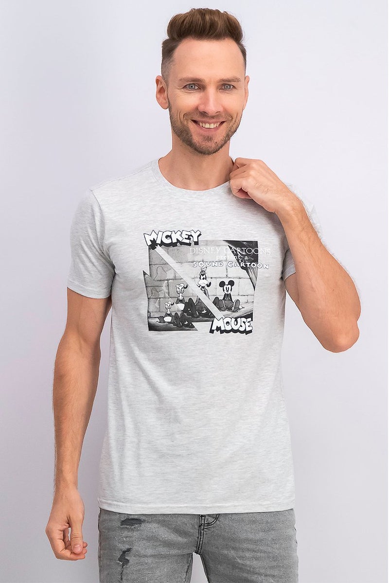 DIFUZED Men Crew Neck Short Sleeve Graphic Print T-shirt, Grey - Image 1