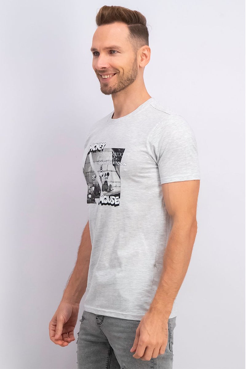 DIFUZED Men Crew Neck Short Sleeve Graphic Print T-shirt, Grey - Image 4