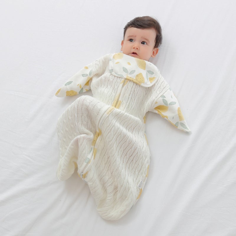 Baby Anti-Scare Sleeping Bag and Wrap Towel Stitching Pure Cotton Knitted Sleeping Baby Newborn Swaddling Anti-Scare Autumn and Winter - Image 2