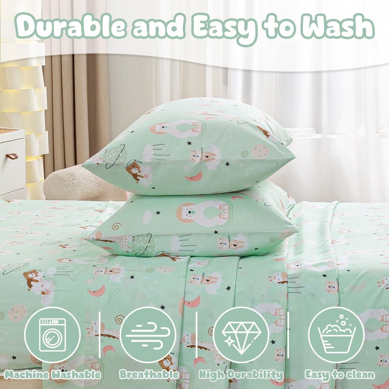 LONAVA Full Size Printed Kids Sheet Set - 4 Piece Wrinkle-Free Luxurious Soft Microfiber Sheet  OEKO-TEX Certified  Deep Pocket  Breathable & Elastic  Starry Zootopia - Image 4