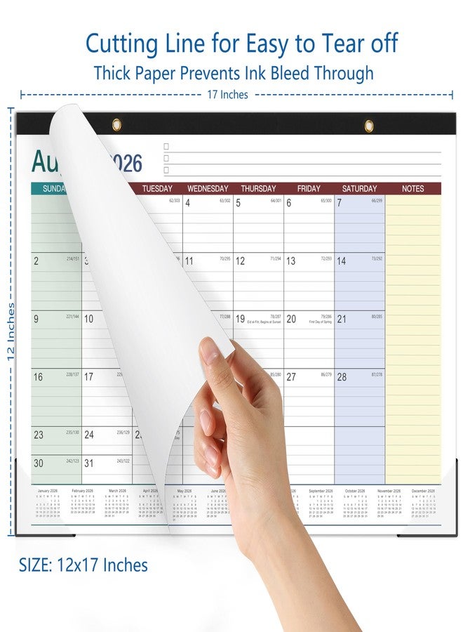 ترسيز تقويم مكتبي 2026-2027 - مقاس 17 × 12 بوصة، من مارس 2026 إلى أغسطس 2027، تقويم مكتبي/جداري 2 في 1 مع ملاحظات، واقي زوايا، مربعات - Image 3