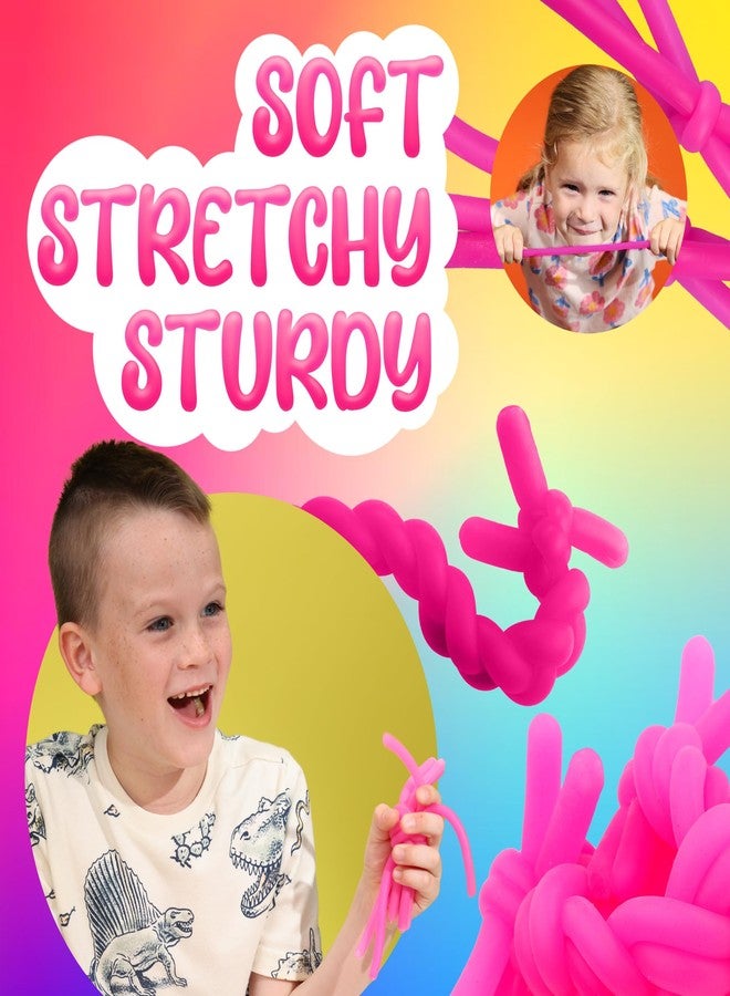 Entervending Monkey Noodles - 10 Stretchy Sensory Toys for Kids and Toddlers - Autism Sensory Products - Stretchy String - Party Favors for Kids - Treasure Box Toy for Classroom - Easter Fillers - Pink - Image 2