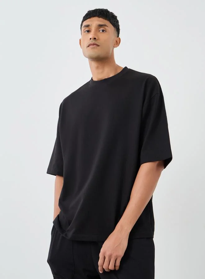 ستايلي Styli Pack of 2 - Cotton Terry Boxy Crew Neck T-Shirt