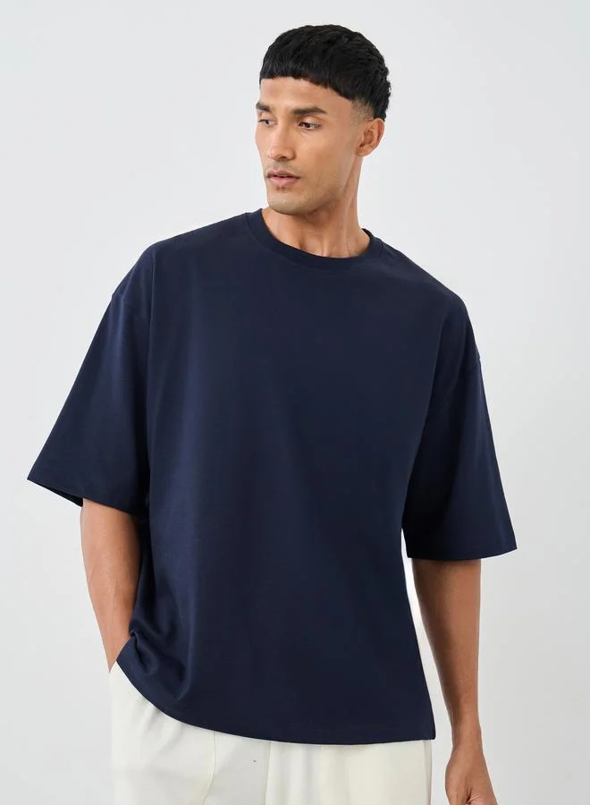 ستايلي ستيلا عبوة من قطعتين - تي شيرت بياقة دائرية قطن تيري بقصة بوكسي