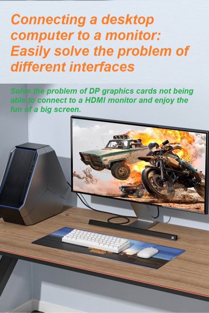 شيكسين كابلات محول نقل عالية السرعة من DP إلى HDMI بطول 3 أمتار، تصميم مضفر من النايلون، دقة عالية 4K بتردد 30 هرتز، اتصال توسعة الشاشة المزدوجة، كابلات فيديو DisplayPort إلى HDMI لنقل الشاشة - Image 2