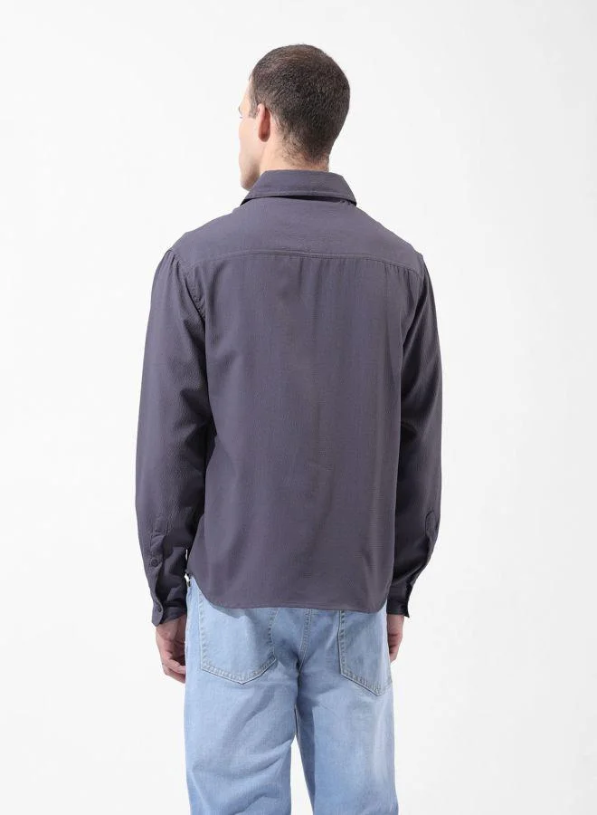 The Indian Garage Co Men Relaxed Fit Solid Cutaway Collar Full Sleeves Shirt