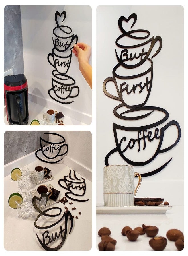 4eN But First Coffee Modern Wall Decor for Kitchen and Cafe, Wooden Coffee Station Sign with Double-Sided Tape, But First Coffee Wall Art, Coffee Bar Sign, MDF 11 Pieces - Image 5