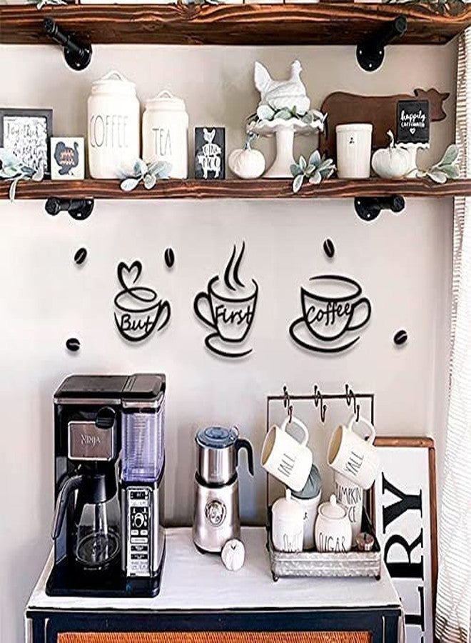 4eN But First Coffee Modern Wall Decor for Kitchen and Cafe, Wooden Coffee Station Sign with Double-Sided Tape, But First Coffee Wall Art, Coffee Bar Sign, MDF 11 Pieces - Image 4