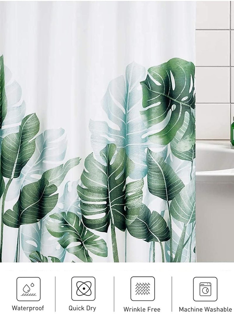 Tropical Leaves Plant on White Background Odorless Curtain with Hooks for Bathroom - pzsku/Z8DA2A0CFA373E586ED50Z/45/_/1732073319/fd76d96c-3866-4f55-b89b-ed75bb2af179