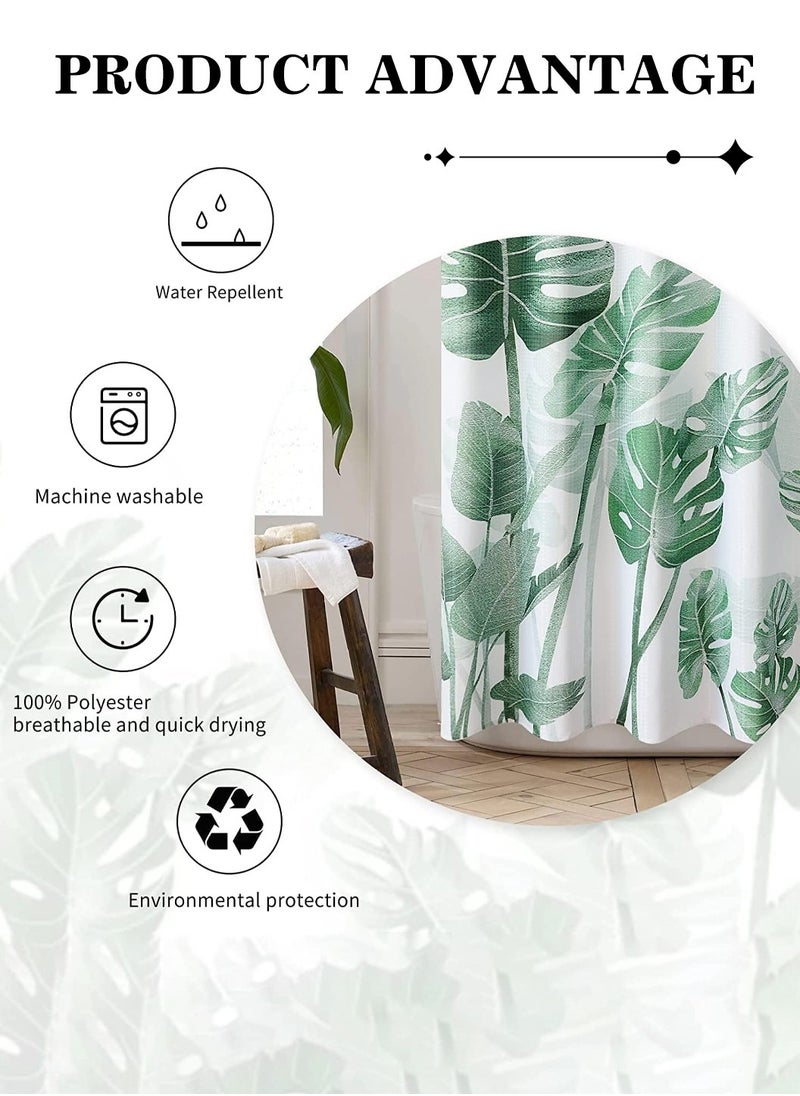 Tropical Leaves Plant on White Background Odorless Curtain with Hooks for Bathroom - pzsku/Z8DA2A0CFA373E586ED50Z/45/_/1732073328/878ef98e-0fa6-492d-9283-d22ad3b154cb