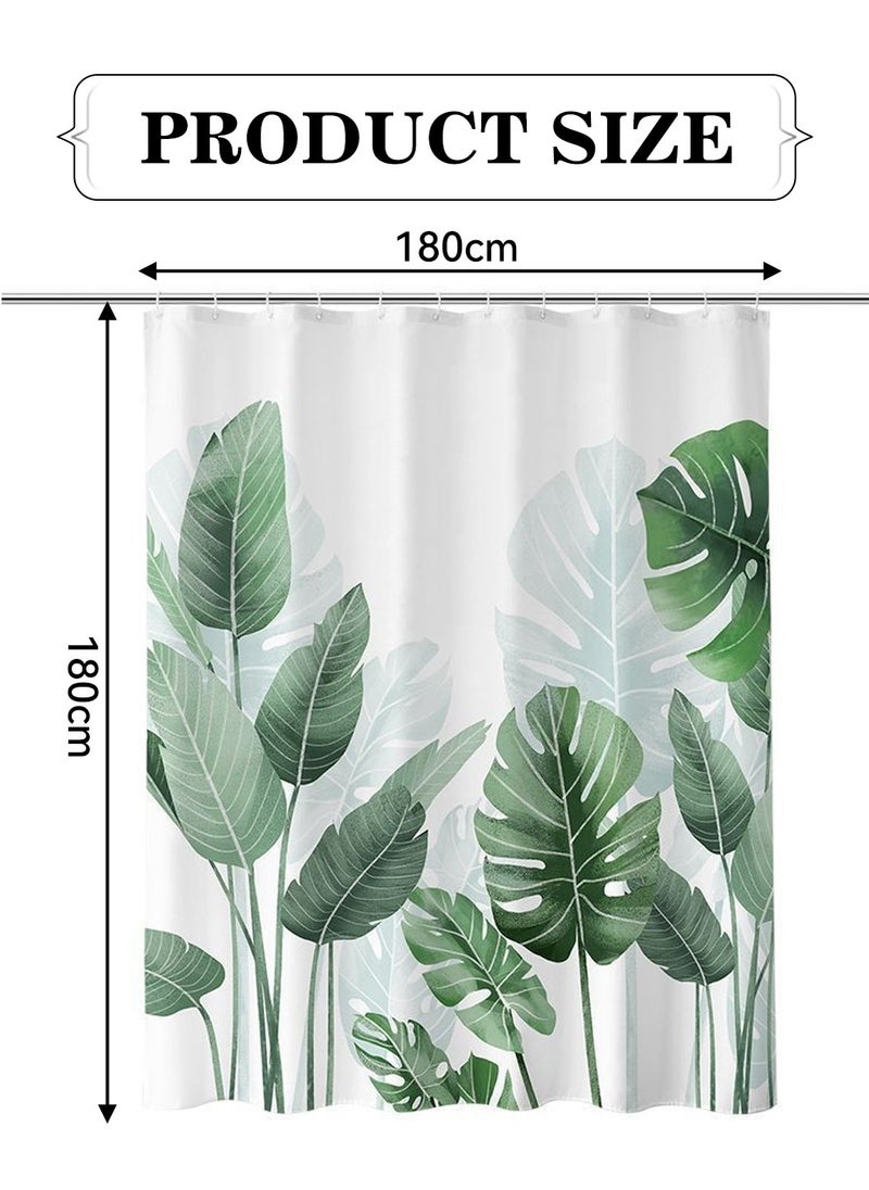Tropical Leaves Plant on White Background Odorless Curtain with Hooks for Bathroom - pzsku/Z8DA2A0CFA373E586ED50Z/45/_/1732073360/7f513fe6-9146-44e2-b4a9-33787ac22874