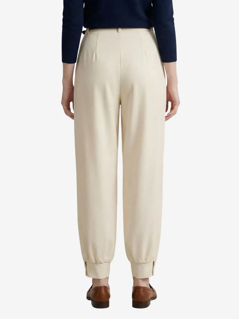 My Fashion Stone Natural MY FASHION Belted Buttoned Leg Tailored Trousers for Women | Best Price UAE
