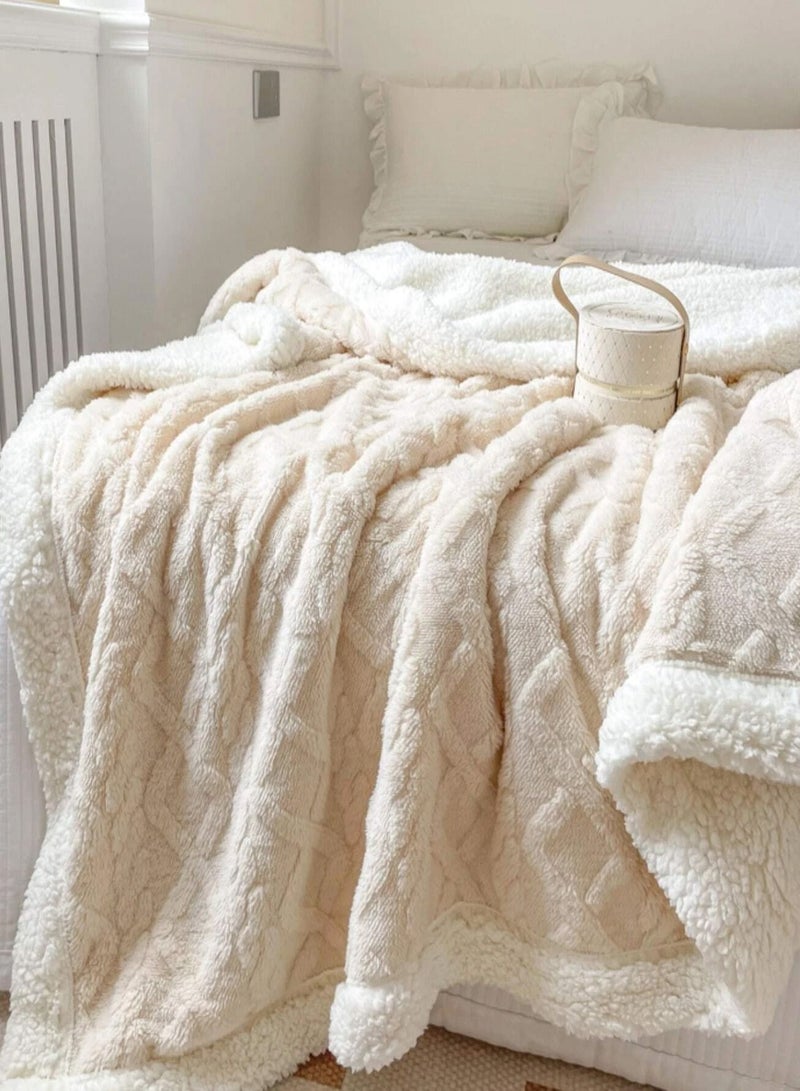 DubaiGallery Winter thickened Polar Fleece blanket soft comfortable double layer lamb Fleece office home nap warm sofa blanket - Image 3