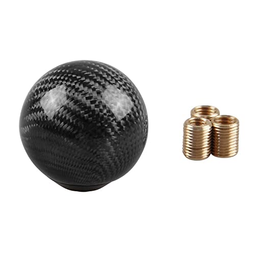 RYANSTAR RACING RYANSTAR Carbon Fiber Shift Knob Gear Shifter Knobs with 3 Adapters Round Ball Stick Shifter Level Black - Image 1
