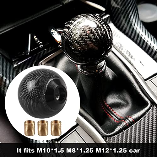 RYANSTAR RACING RYANSTAR Carbon Fiber Shift Knob Gear Shifter Knobs with 3 Adapters Round Ball Stick Shifter Level Black - Image 5