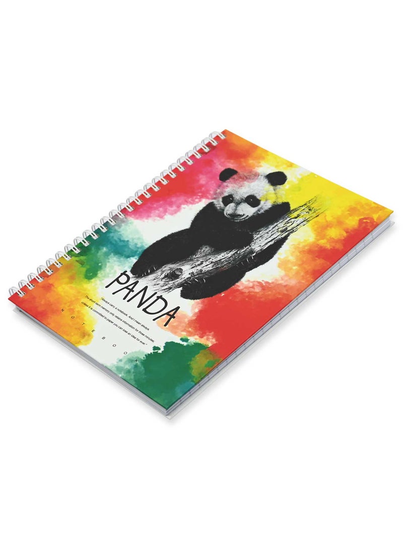 FIS مجموعة FIS من 5 دفاتر ملاحظات ذات غلاف صلب حلزوني، 96 ورقة تصميم باندا A5 3 -FSNBSHCA596-PAN3 - Image 1