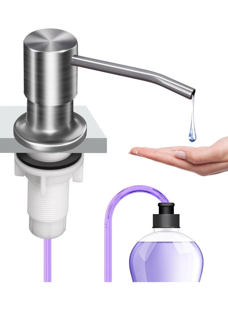 Kitchen Sink Dish Soap Pump with 94 cm Silicone Extension Tube, Brushed Nickel - Image 1