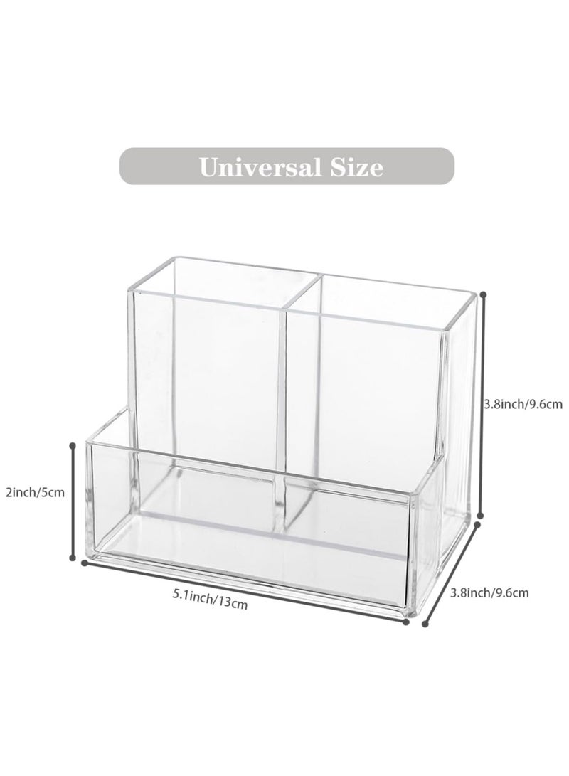 TPGP Pen Holder, Clear Acrylic Makeup Brush Holder, Pencil Holder for Desk with Sticky Notes Holder and 3 Compartments, Pencil Organizer for Pen, Art Supply, Makeup Brush(Clear) - Image 2