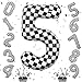 Isndare 40 Inch Checkered 5 Number Balloons Large Foil Self Inflating 5th Birthday Racing Balloons Decor Black and White Checkered 5 Ballons for Boys 5th Birthday Race Car Flag Party Decorations Supplies - Image 3