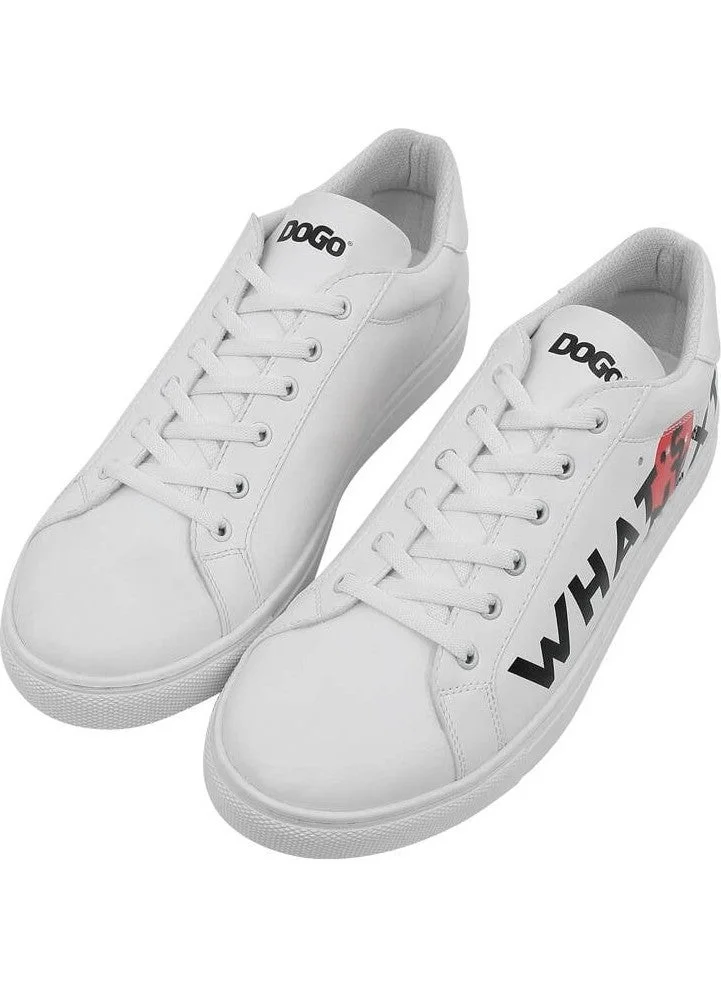 Dogo Men's Vegan Leather White Sneakers - What's Next? Design