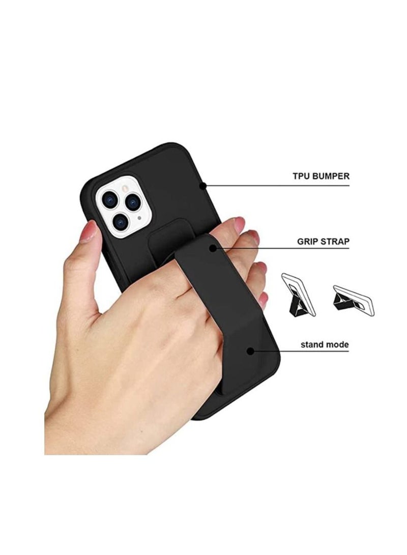 Apple iPhone 14 Plus Case With Hand Grip Foldable Magnetic Kickstand Wrist Strap Finger Grip Cover 6.7 Inch Black - Image 3
