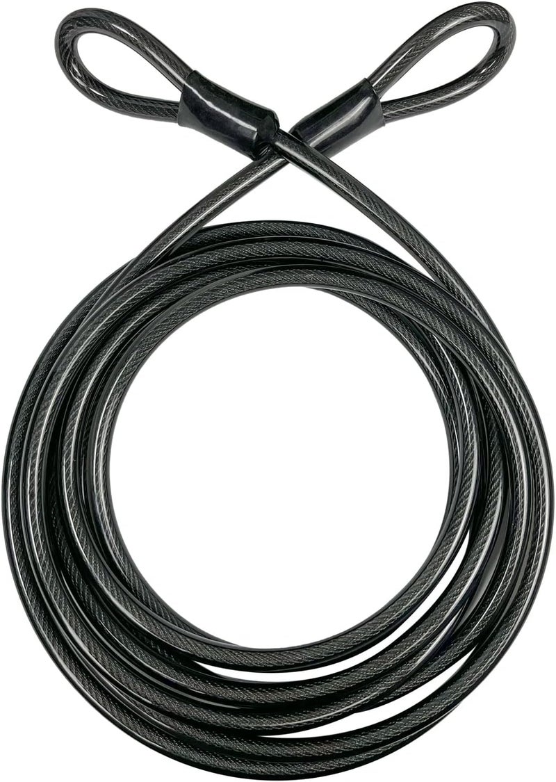 DELSWIN Security Steel Cable with Loops - 6ft, 15ft Heavy Duty Bike Steel Cables 3/8 inch Thick Vinyl Coated Braided Lock Cable for Bicycle, Generator, Kayak, Patio Furniture - Image 1