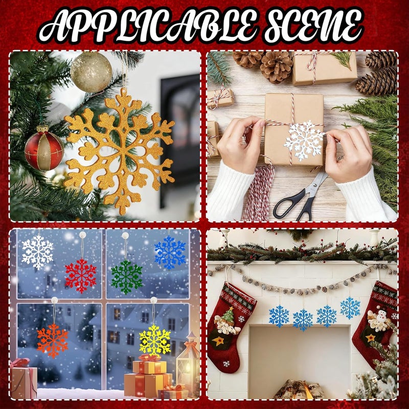 Tmflexe 20Pcs Large Wooden Snowflake Ornaments to Paint Unfinished Wood Snowflakes for Crafts Blank Snowflake Cutouts X'Mas Tree Hanging Wood Slices Gift for Kids Art DIY Decor Winter New Year - Image 4