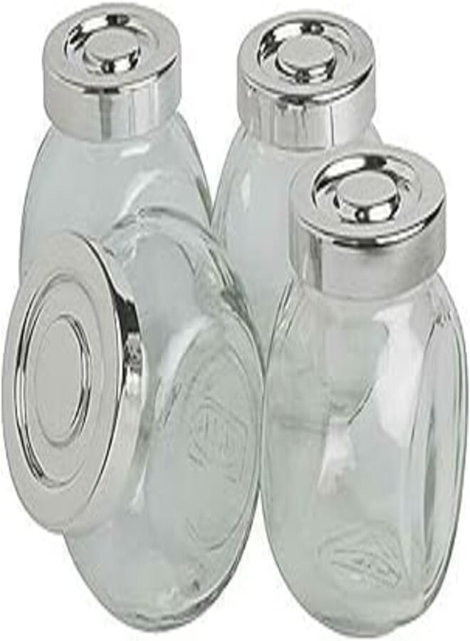 PACK OF 4 GLASS JAR SET DESIGN KITCHEN STORAGE HERBS SPICES SWEETS