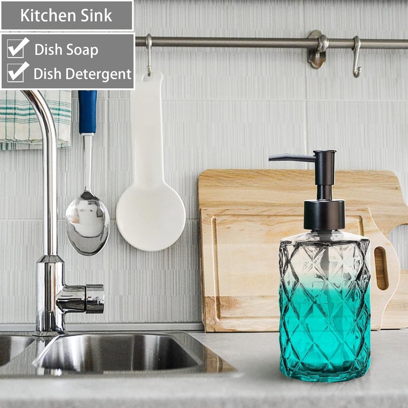 YTDTKJ Glass Soap Dispenser Set (2 Pack, 11Oz.) - Premium Thick Soap Pump Bottles, Refillable, Multi-Functional, Clear with Black Pump - Image 4