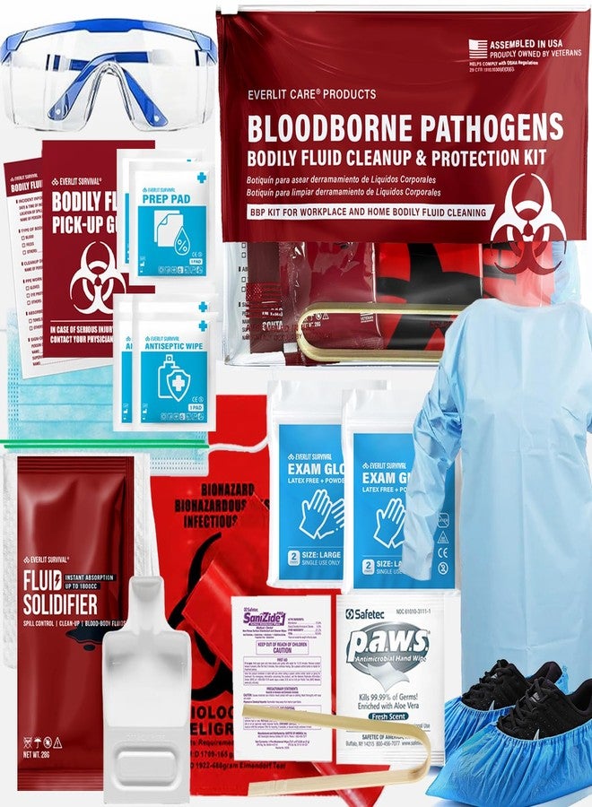 EVERLIT CARE Bodily Fluid Cleanup OSHA Compliant Bloodborne Pathogens Spill Kit Body Protection PPE from Exposure to Blood Vomit and Other potentially infectious Materials - Image 1