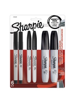 Sharpie Permanent Markers Variety Pack, Featuring Ultra-Fine, Chisel Tip, And Fine Tip Marker Set, Writing And Poster Markers, Black, 6 Count  - Image 1