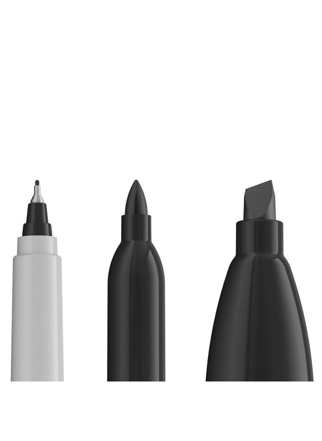 Sharpie - Permanent Markers Variety Pack, Featuring Ultra-Fine, Chisel Tip, And Fine Tip Marker Set, Writing And Poster Markers, Black, 6 Count - Image 1