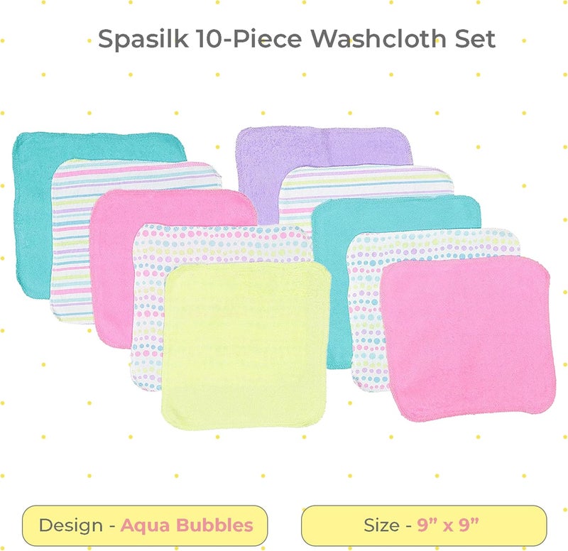 Spasilk Aqua Bubbles Washcloth Set for Newborns - Image 2
