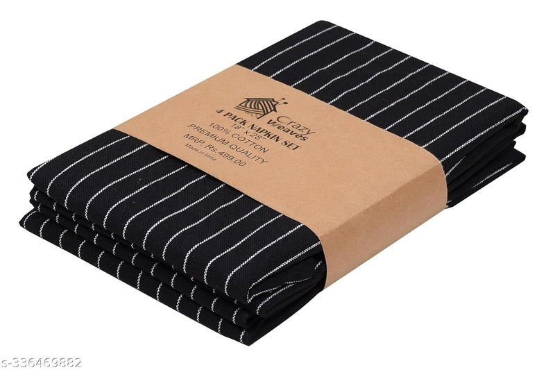 Cotton Hand Towels – 18x24 Inch, Black Striped Kitchen Towels Absorbent & Durable, Multi-Purpose Napkins Cleaning Towels for Kitchen, Restaurant, Bar & Home Use – Pack of 4